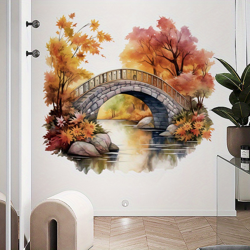 TEMU 1pc Pvc Wall Sticker, Scenery For Bedroom Living Room, Self-adhesive , Home Decor