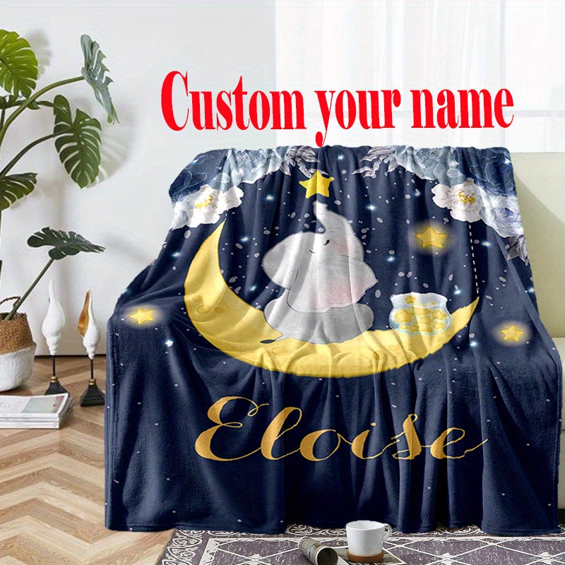 

1pc Cool Customized Name Flannel Blanket, Perfect For Travel, Sofa Beds, And Home Decoration, Ideal Gift For Birthdays Or Holidays, Suitable For All Seasons