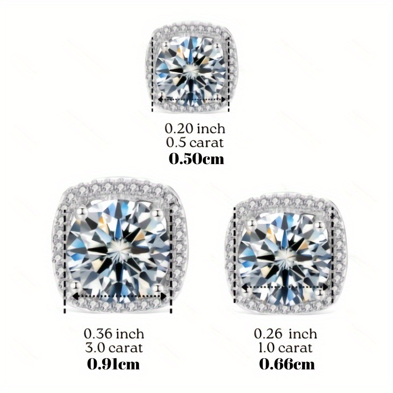 0.5ct Moissanite Earrings 925 Sterling Silver Studs for Men
