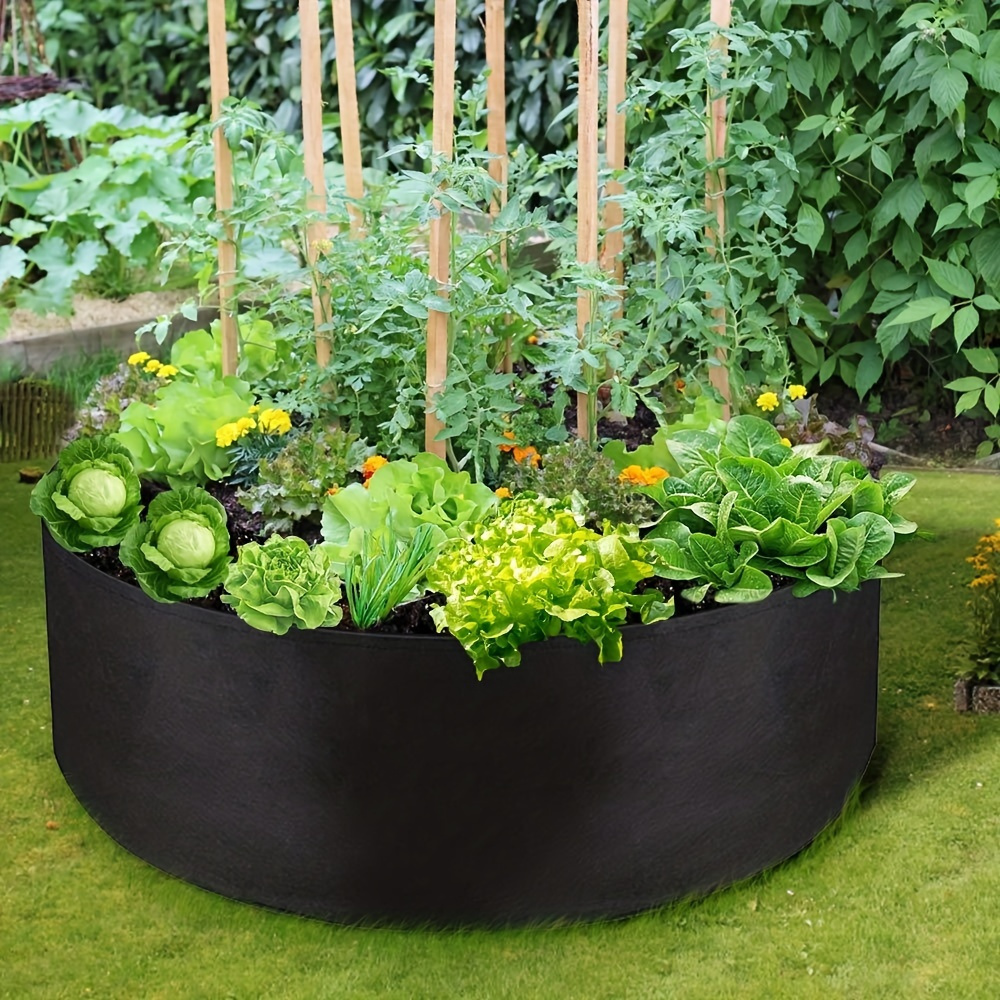 

1 Pack, Fabric Raised Garden Bed, 30 Gallon Circular Planter Pot For Herbs, Flowers, Vegetables Rust-resistant, Indoor Outdoor, Casual Style, 27.5in Diameter X 11.8in Height