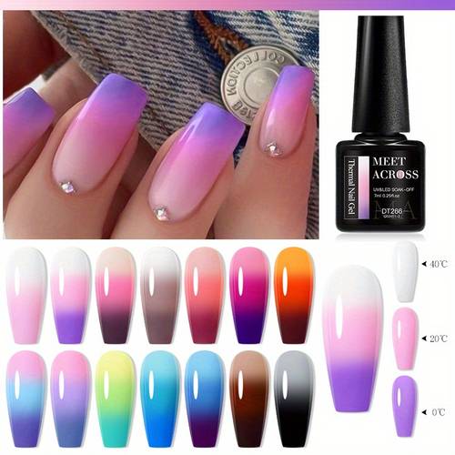 7ml thermal nail gel polish reflective glitter color change soak off led semi permanent gel varnish