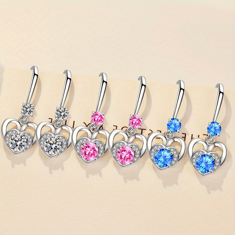 

1/3pairs Sweet Love Heart Pendant Earring Gemstone Princess Earrings Wedding Earrings Christmas Anniversary Gift Banquet Jewelry