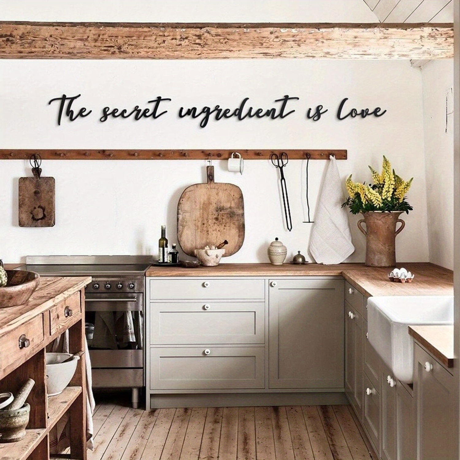 

Rustic Iron Kitchen Wall Decor, " Is Love" Quote, Vintage Art For Home Decor, 3d Text With Individual Letter Sizes Ranging From 3.94 To 11.03 Inches, Family Wall Hanging