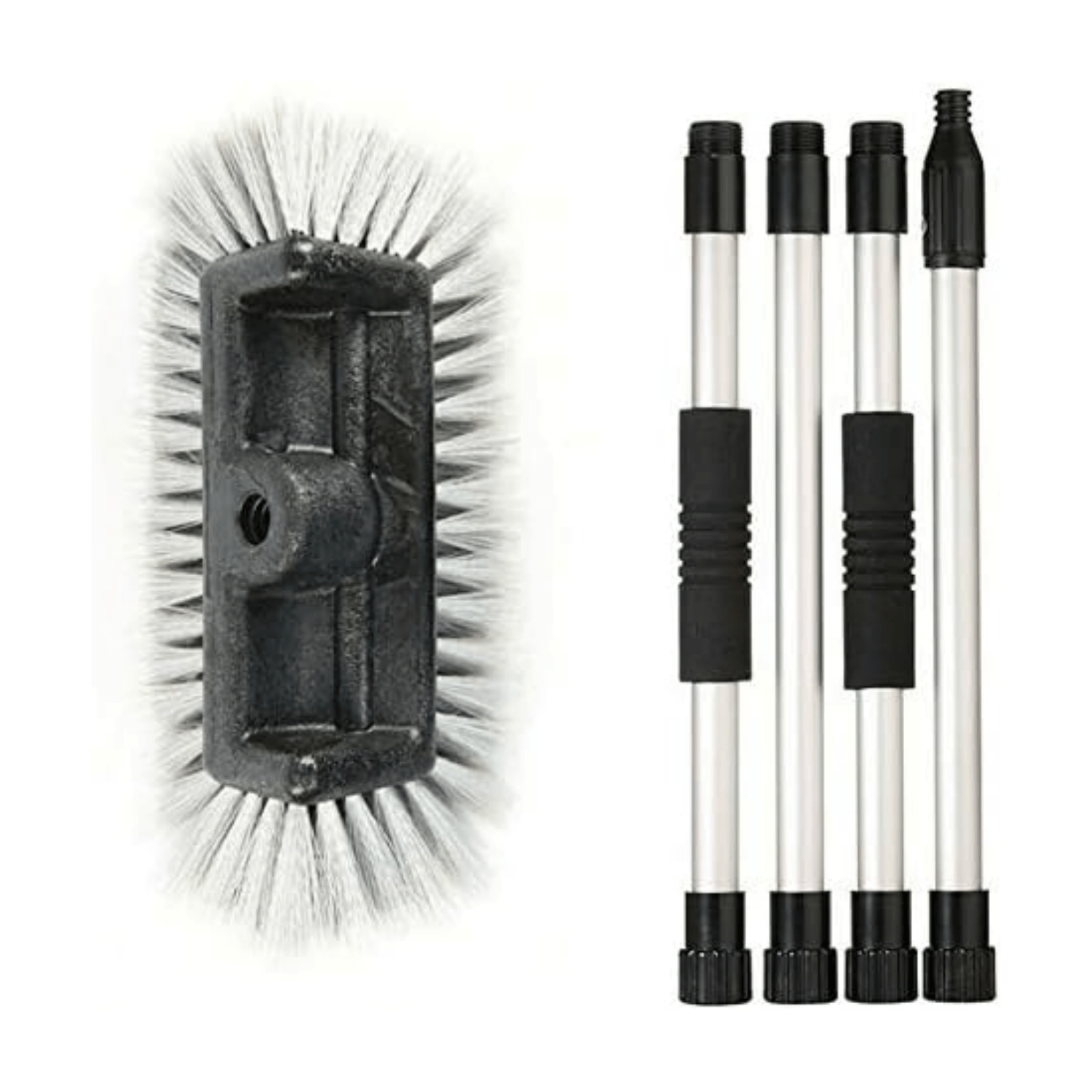 Image of Car Wash Brush With Soft Bristle Head Heavy Duty Tri-level Car Wash Brush Long Handle Car Exterior Washing Yellow