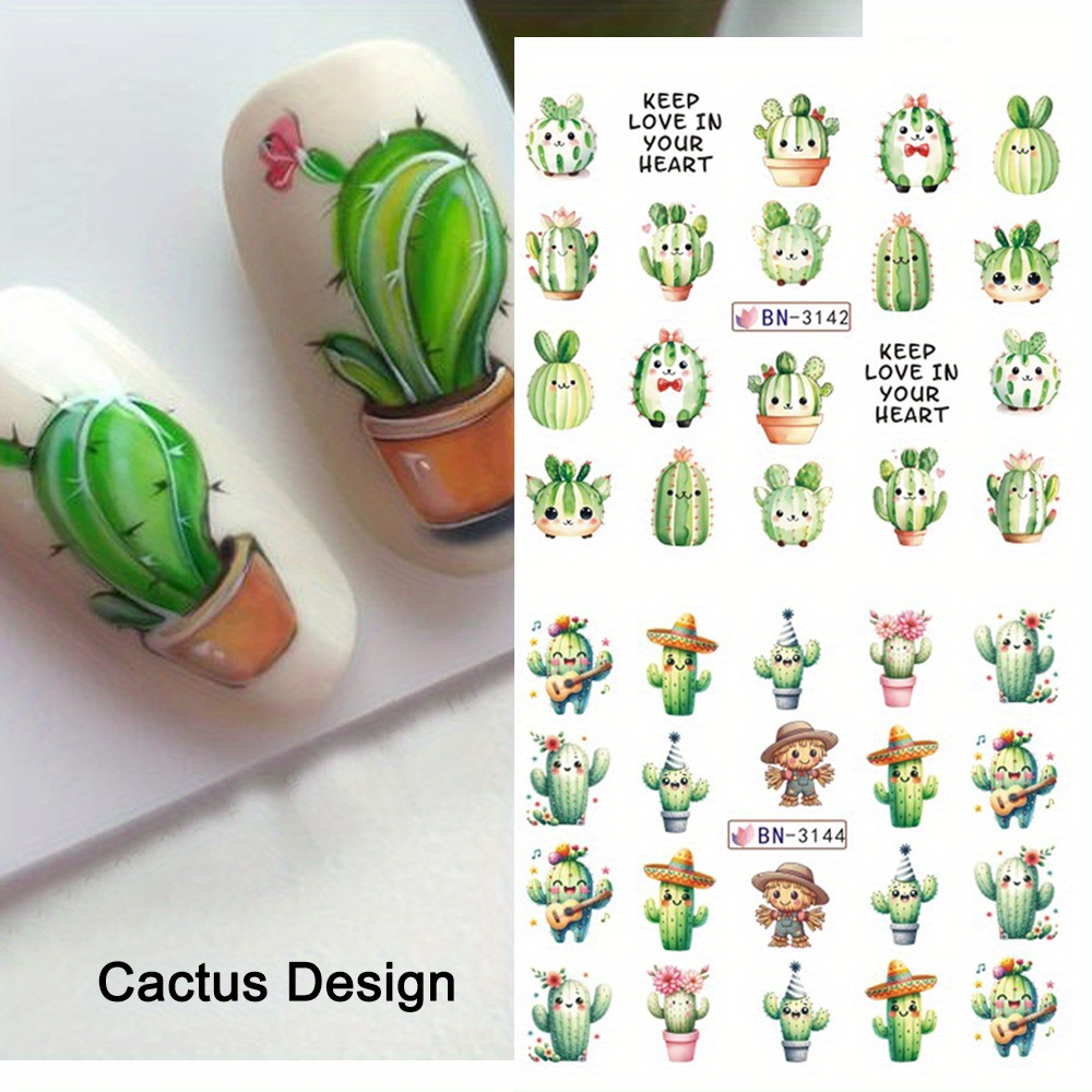 blatt grne nagelkunst wassersticker kaktus design - Temu Germany