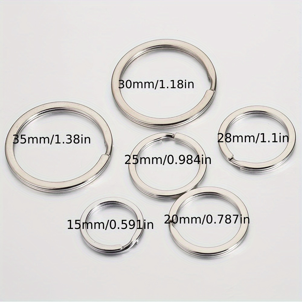 

20pcs Stainless Steel Key Ring, 20/25/28/30/35mm Round Flat Line Split Ring For Men