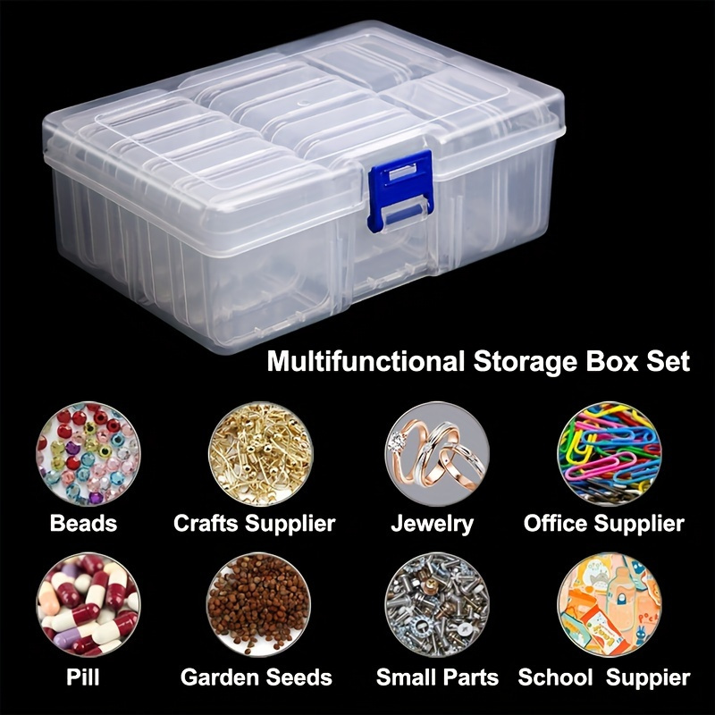 14pcs/set Transparent Storage Box Container, Jewelry Beads Accessories Storage Box, Plastic DIY Accessories Sorting Organizer, Desktop Home Storage Box, Organizer Supplies