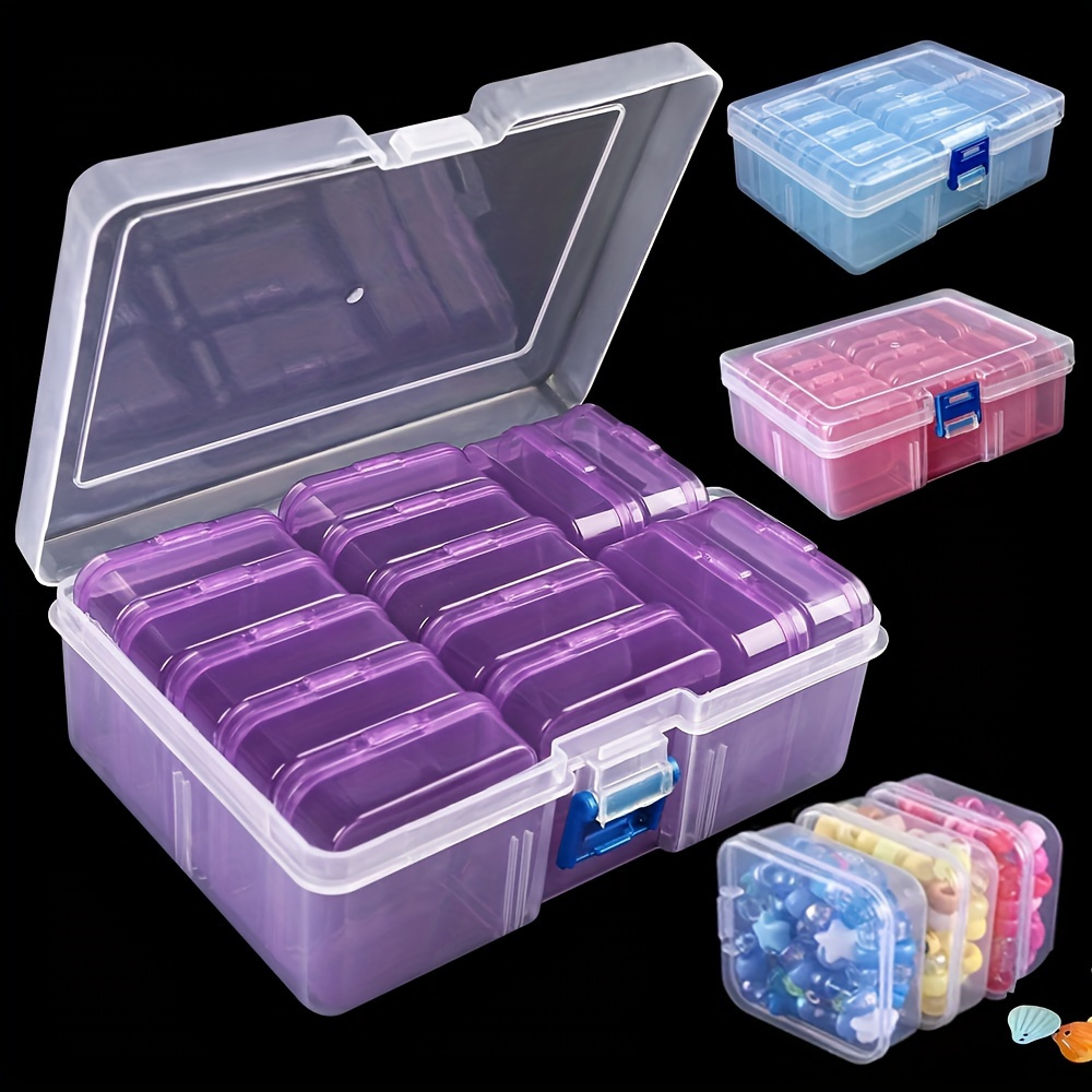 

14pcs Clear Plastic Storage Box Set - Jewelry, Beads & Organizing - Desktop Sorting Containers