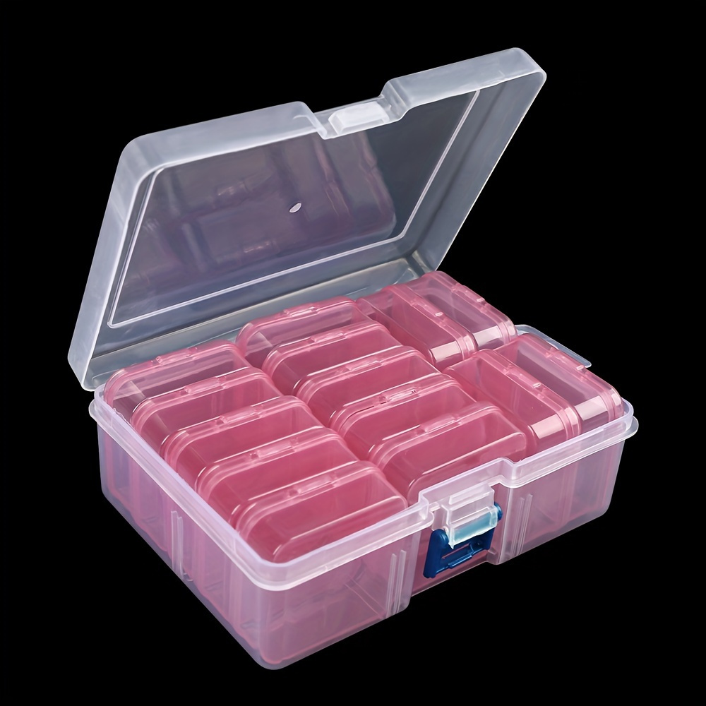14pcs/set Transparent Storage Box Container, Jewelry Beads Accessories Storage Box, Plastic DIY Accessories Sorting Organizer, Desktop Home Storage Box, Organizer Supplies