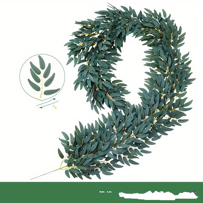 

Italian Ruscus Artificial Vine Swags, 73" Silk Garland With Green Leaves, Faux Hanging Plant For Home, Wall, Party, Wedding Decor - Classic Style, 1pc
