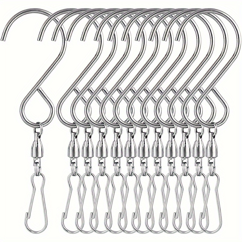 

12pcs, Stainless Steel Swivel Hooks Clips, 360-degree Rotation For Hanging Wind Spinners, Wind Chimes, Bird Feeders, And Crystal , Multi-purpose Outdoor Indoor Party Supplies