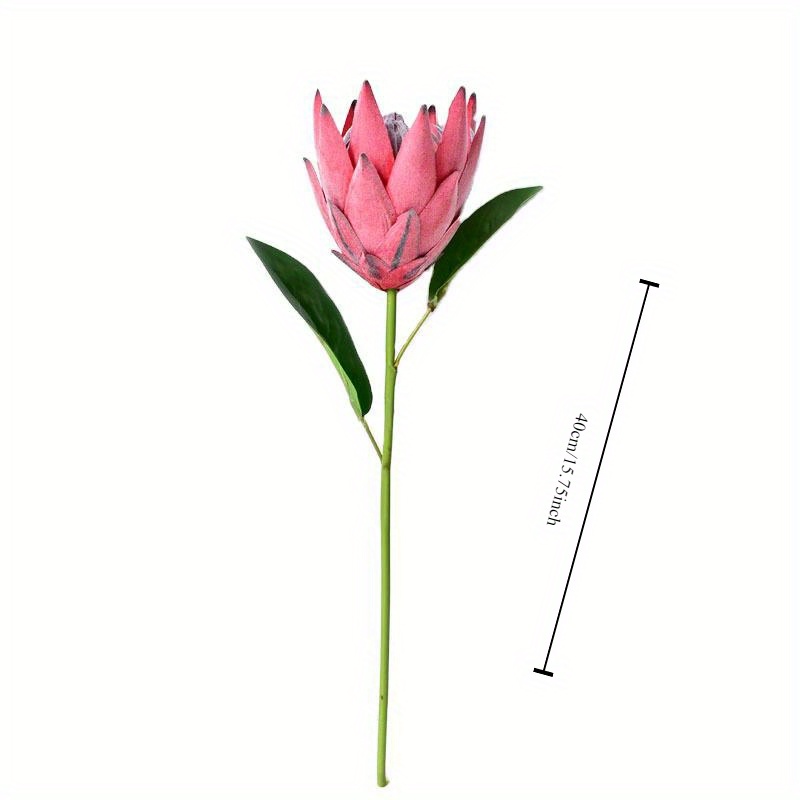 1 יחידה Flocking Protea Cynaroides פרח מלאכותי, 17.71 אינץ/45 סמ, סגנון פשוט מודרני, גבעול בודד, עיצוב חתונה, סידור פרחים מזויף, זר פלסטיק לבית ולאירועים