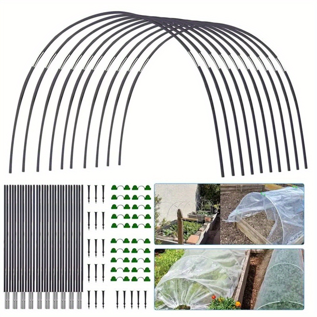 

54pcs Fiberglass Greenhouse Hoops, 23.6-35.4inch Adjustable Garden Support Arch Set With Detachable Brackets For Plant Grow Tunnel, Seedling Shed Frame Kit, Outdoor Gardening Supplies, 54pcs