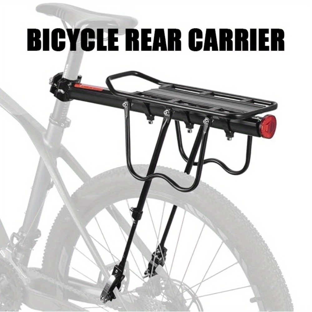 

Aluminum Alloy Bicycle Rear Rack, Adjustable Mountain Bike Luggage Cargo Carrier With Reflective Taillight, Quick Release Cycling Rear Shelf