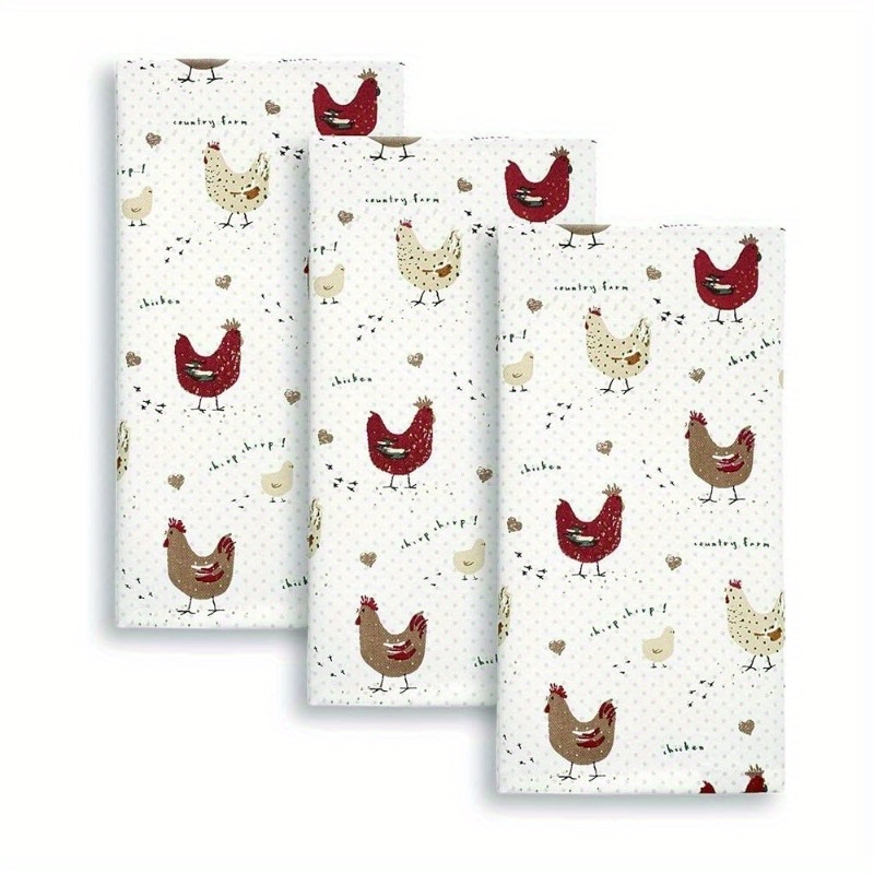 

1pc, Dish Towel, Polyester Contemporary Style Chicken Pattern Tea Towel, Multi-functional Dish Cloth For Home, Kitchen, Bathroom