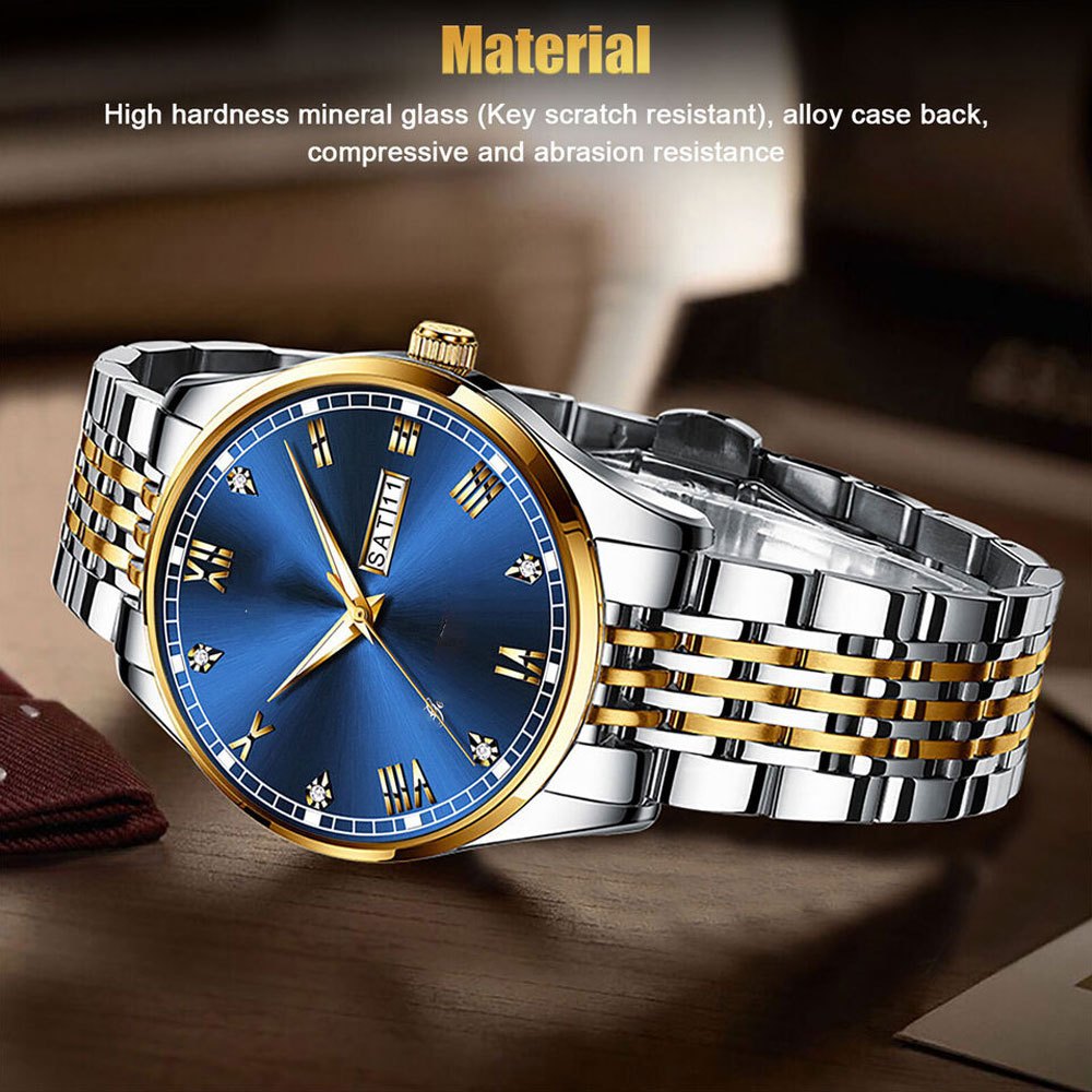 

Luminous Men's Stainless Steel Quartz Watch - Classic Business Waterproof Wristwatch