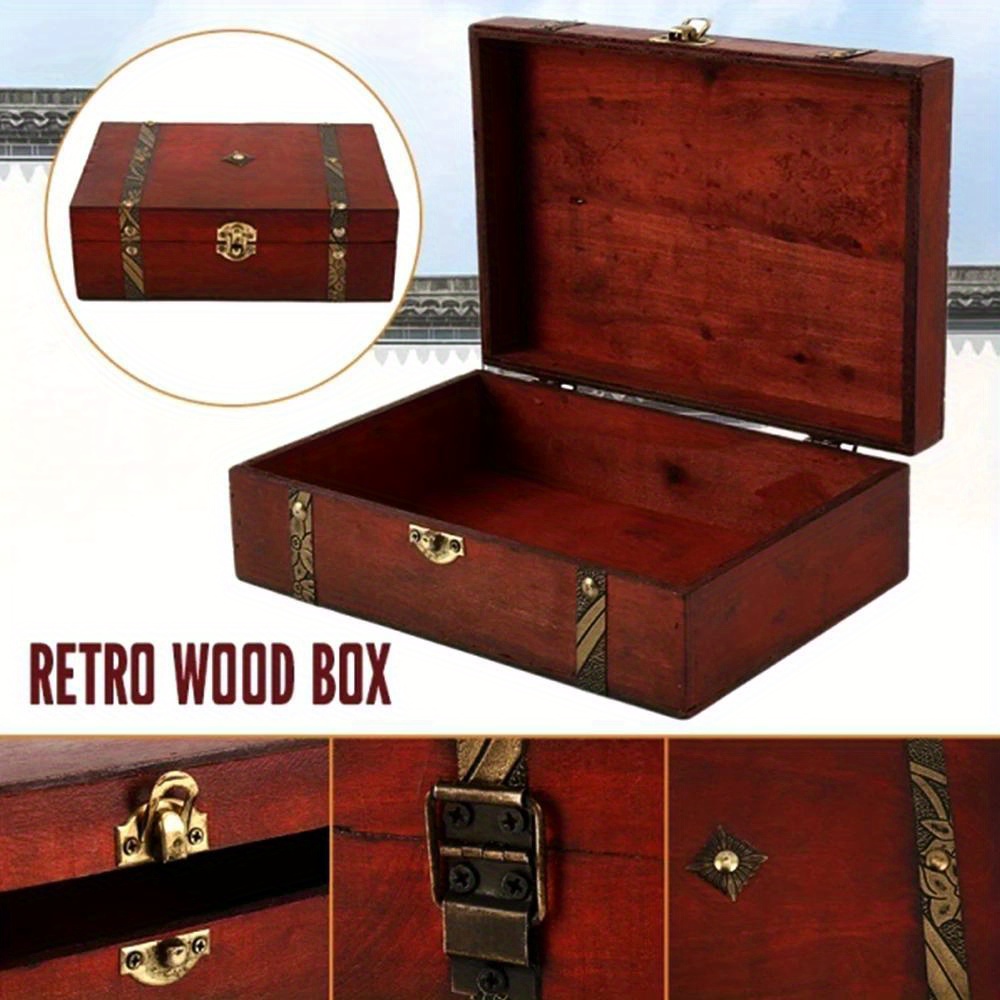 

Vintage-style Wooden Storage Box 9x6.3x2.95" - Waterproof, Lockable Keepsake Case For Jewelry, Rings, Files & More - Decor Gift