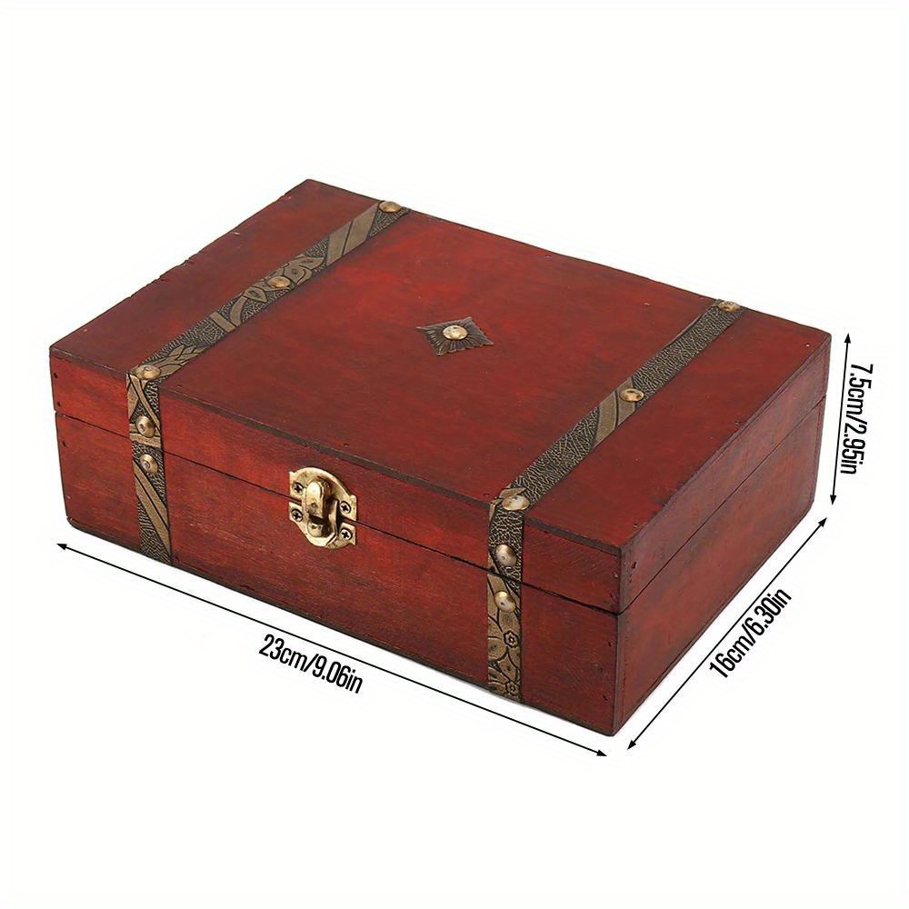 Image of Wood Box 23x16x7.5cm Natural Wooden Storage Case Home Storage Retro Wooden Keepsake Box For Art Hobbies Gift Jewelry Rings Files