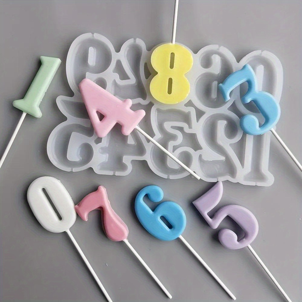 

1pc Number Shaped Baking Mold Diy Lollipop Numbers Silicone Chocolate Candy Mould Birthday Cake Decoration Kitchen Tools