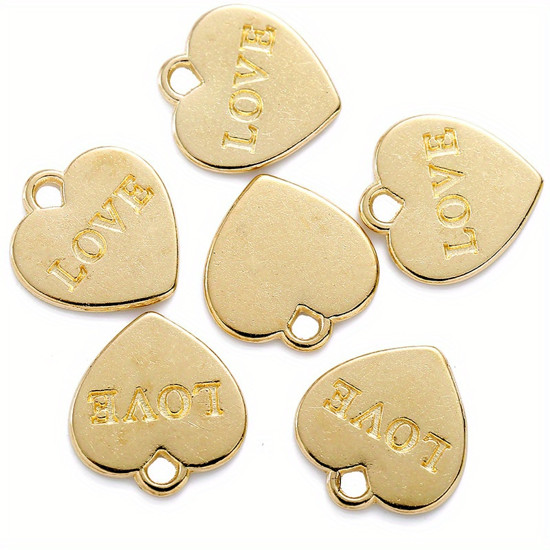 Image of 50pcs/pack Heart Alloy Pendants Charms Accessories For Diy Beaded Necklace Bracelet Vintage Antique Silvery Peach Heart Shape Pendants For Handmade Crafts