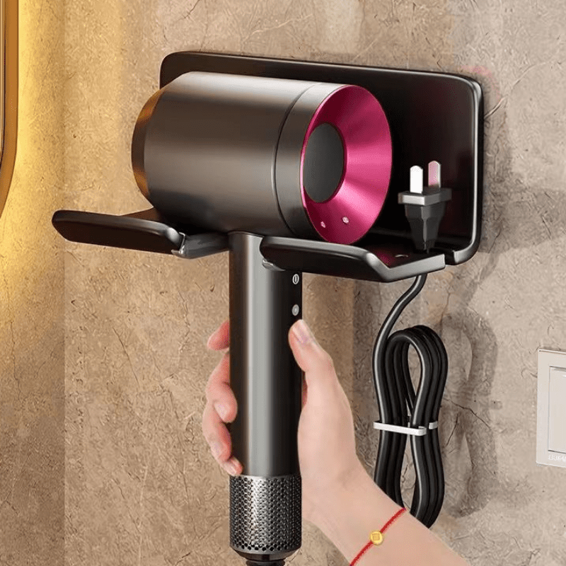 

Easy-install Hair Dryer Holder - Strong Adhesive, No-drill Wall Mount Organizer For Bathroom Accessories, Storage Rack, Dryer And Accessories