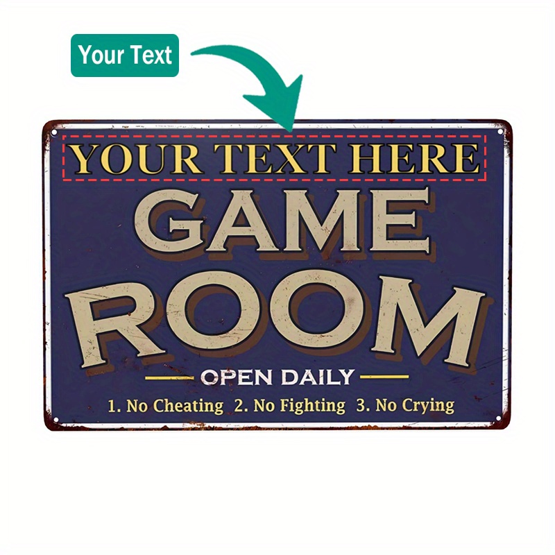 

1pc Custom Your Name Game Room Aluminum Sign Personalized Game Room Sign Retro Gaming Sign Wall Decoration For Home Game Room 8x12 Inch