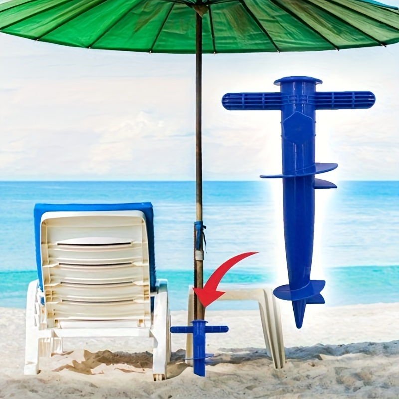 

1pc Plastic Beach Umbrella Anchor Screw Stake Base For Sun & Rain Shelter, Camping, Fishing, Outdoor Activity