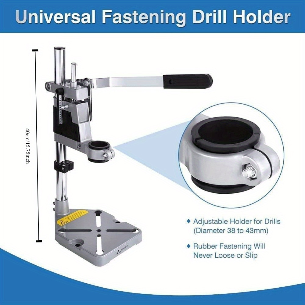 KUNTEC Adjustable Drill Press Stand – Universal Bench Clamp Support For Electric Drills, 60mm Depth, Fits 35-43mm Collar Diameter