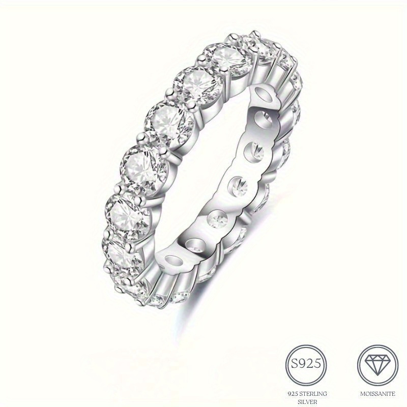 

Bague moissanite brillante glacée en argent sterling 925, bague de fiançailles élégante, bague de mariage