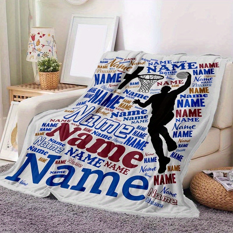 

Name Fixed Blanket Random Font Color Basketball Lovers Art Doing Company Gift Soft Nap Blanket 4 Seasons Office Chair Blanket
