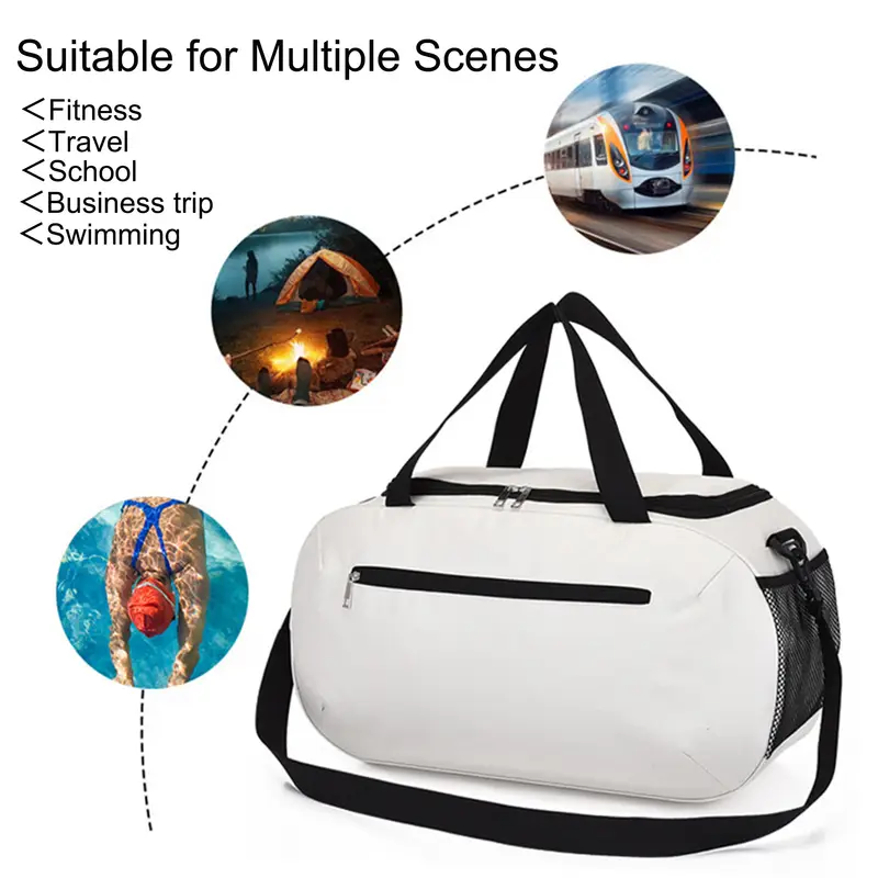 1pc animal print lightweight zipper duffel bag large capacity foldable gym travel storage sporty design with black handles polyester lining machine washable casual college or vacation use details 8