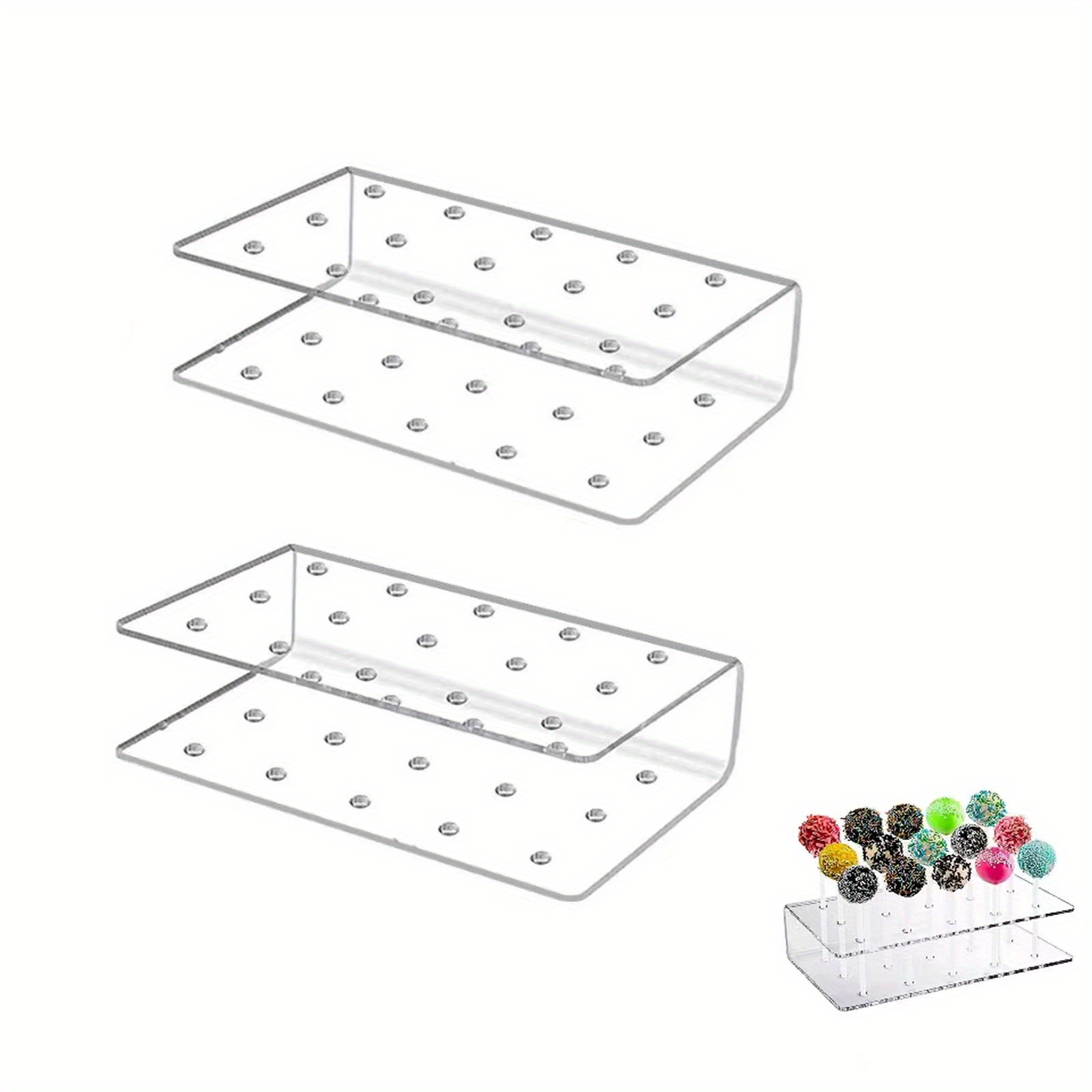 

2pcs 15 Holes Clear Acrylic Lollipop Display Stand, Shelf With Holes, Shop Candy Holder Display Stand, Rectangular Cake Stand, Suitable For Weddings, Birthday Parties, Mother's Day Candy Decorations
