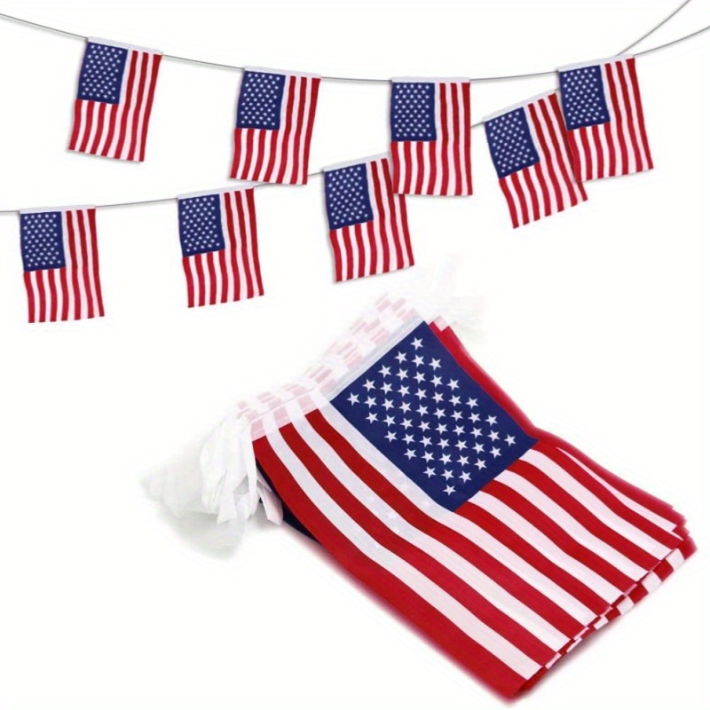 

20pcs, 16.4 Feet In Total Length Us Flag, Indoor And Outdoor Flag Decorations, July 4th, Independence Day, Sports Events, International Holidays, Sports Events, Birthdays, Carnivals Decor