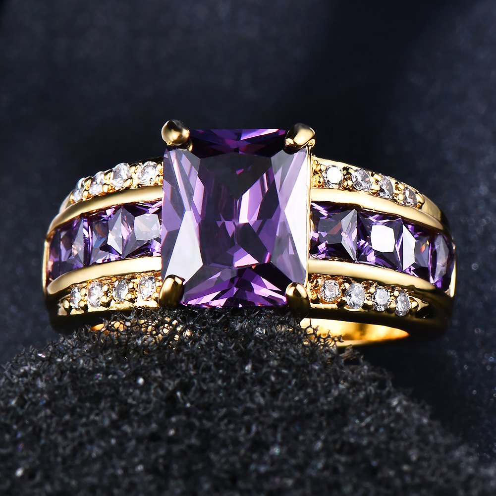 Fashion Exquisite Ring, Rectangle Cut Purple Stone, Engagement Gift