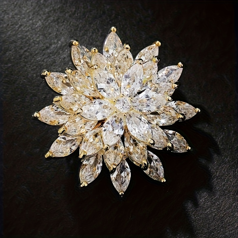 Image of Fashion 3 Layers Rotating Flower Brooch Inlaid Exquisite Corsage Pin Chrismas Birthday Gift