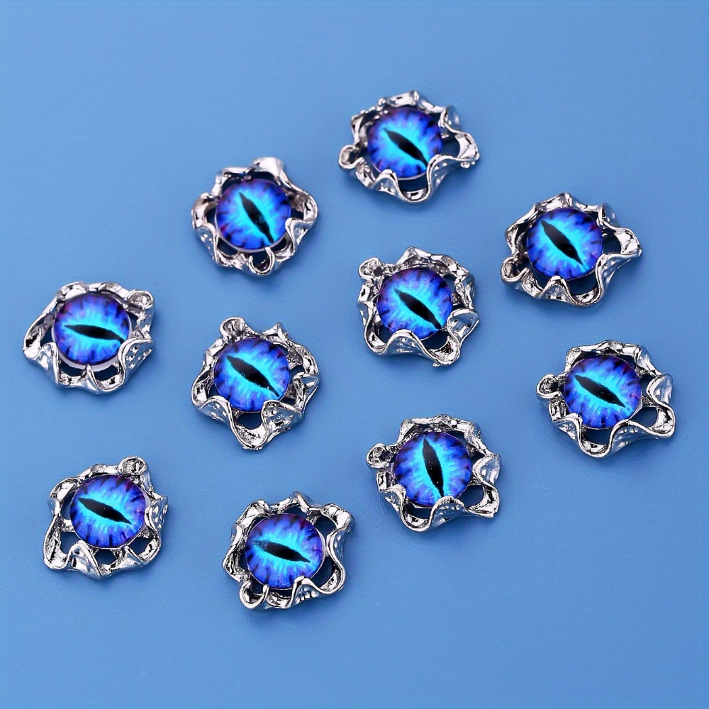 Set Of 10 Vintage-style Glass Eyeball Nail Art Embellishments