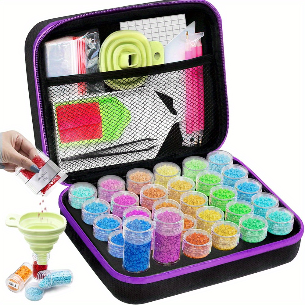 

Diamond Painting Storage Boxes, 30/60/120 Slots Bead Storage With 5d Diamond Art Accessories And Tools Kit