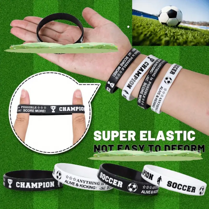soccer football sports theme football silicone bracelet fan Temu