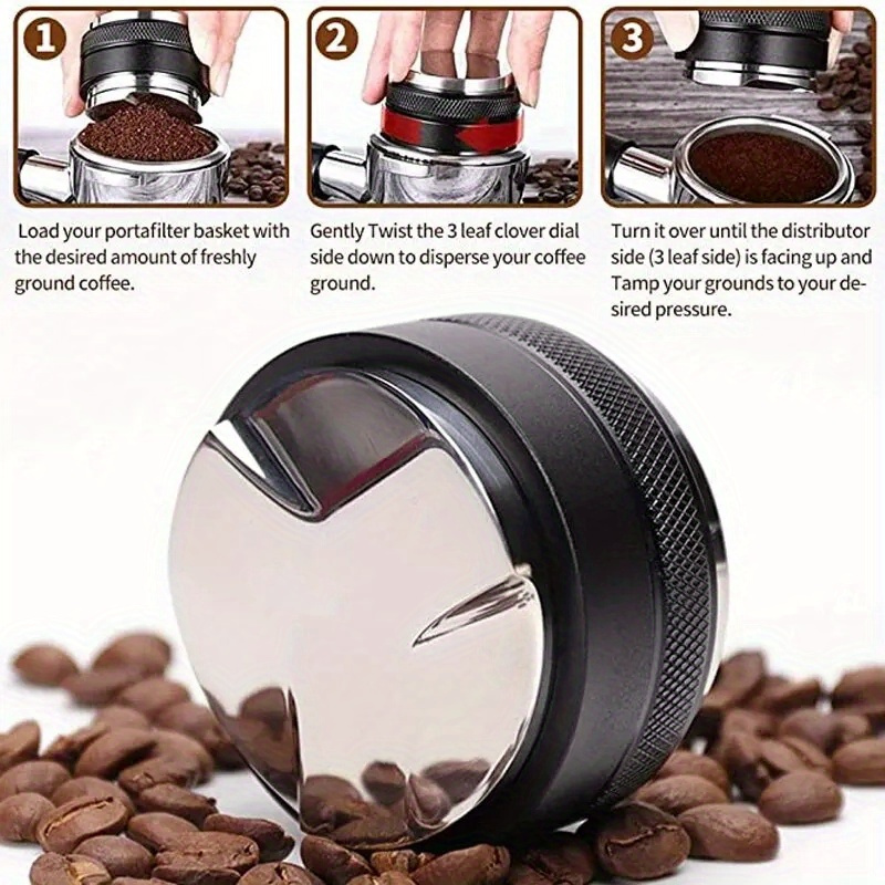 1pc stainless steel coffee tamper espresso distributor tool with   for espresso machine kitchen supplies details 2