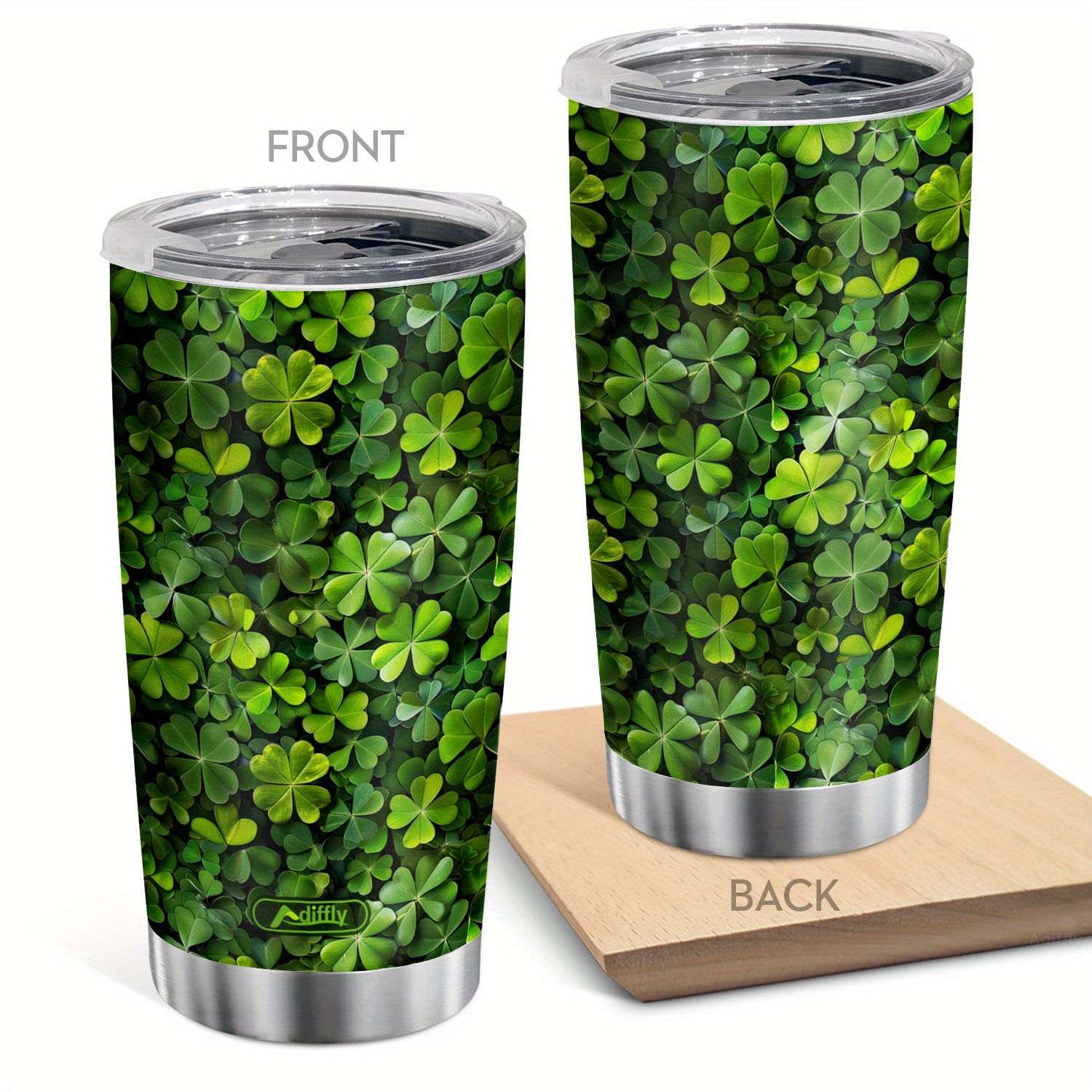 

Adiffly 20oz Four-leaf Clover Tumbler - 304 Stainless Steel Insulated Coffee Mug With Bpa Free Lid - Double Wall Vacuum Travel Cup For Home, Restaurant, Food Truck Use