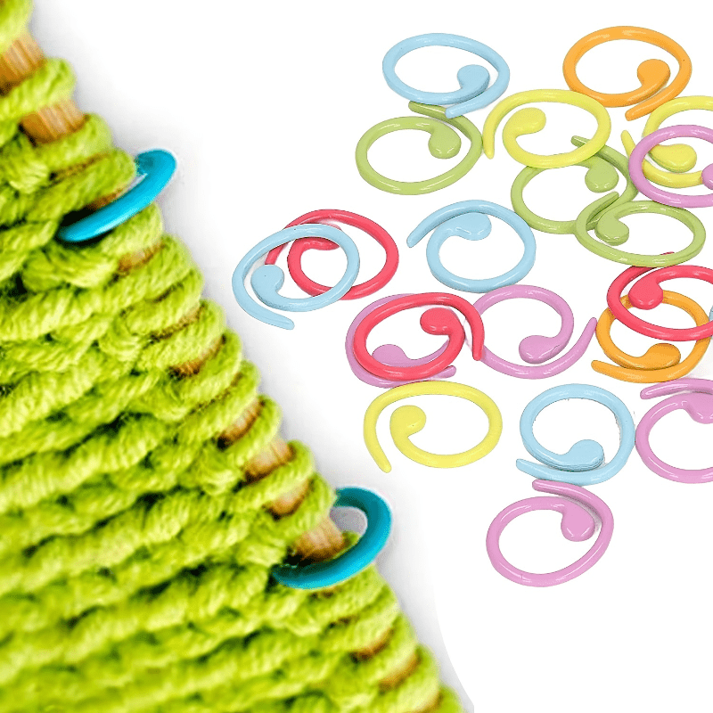 

20pcs Vibrant Stitch Markers With Hooks & Needle Stoppers - Knit & Crochet Accessories In Assorted Colors