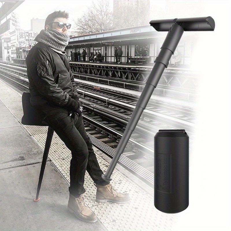 

Portable Folding Stool For Outdoor Travel, Queuing, Subway, Bus, Tourism - Round Plastic Telescopic Seat With Adjustable Height, Collapsible And Compact, No Wooden Materials - Use Without Electricity