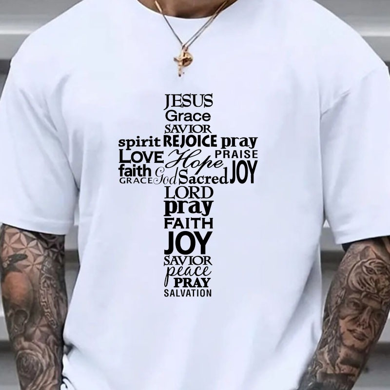 1pc 영적인 말씀 십자가 열전사 스티커, diy 옷용 다림질 데칼, 티셔츠 만들기, 베개 장식, 의류 용품 및 아플리케