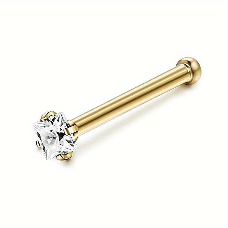 Elegant Hypoallergenic Stainless Steel Nose Stud With Sparkling Cubic Zirconia - Perfect For Weddings & Casual Attire