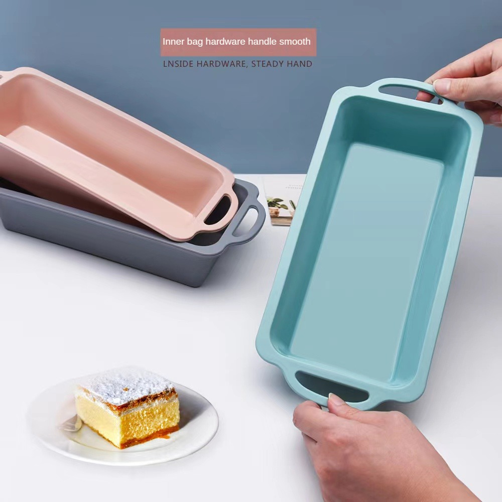 Nonstick Silicone Bread Cake Pan Rectangular, Flat Bottom Baking Tray  for Oven Use Essential Kitchen Gadget for Home, Cake Shops Coffee Shops
