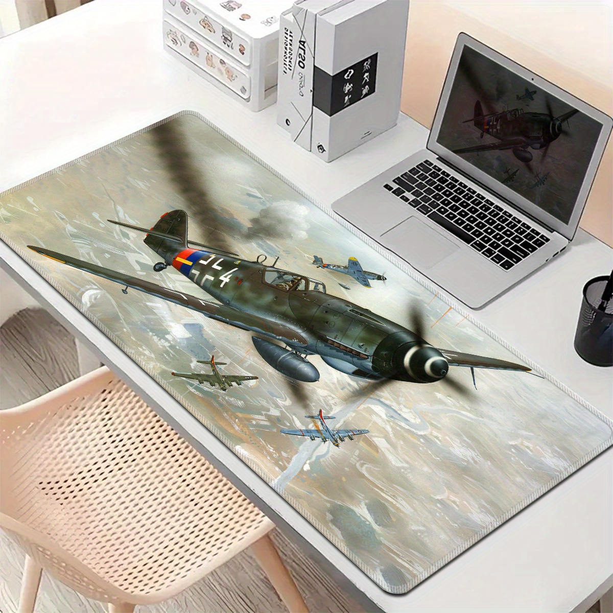 

Aircraft Fighter Mouse Pad, Washable Non-slip Rubber Office Desk Pad And Keyboard Pad, 35.4*15.7inch Rectangular Desk Pad Laptop Pad, Thick Mouse Pad Computer Desk Protection Pad