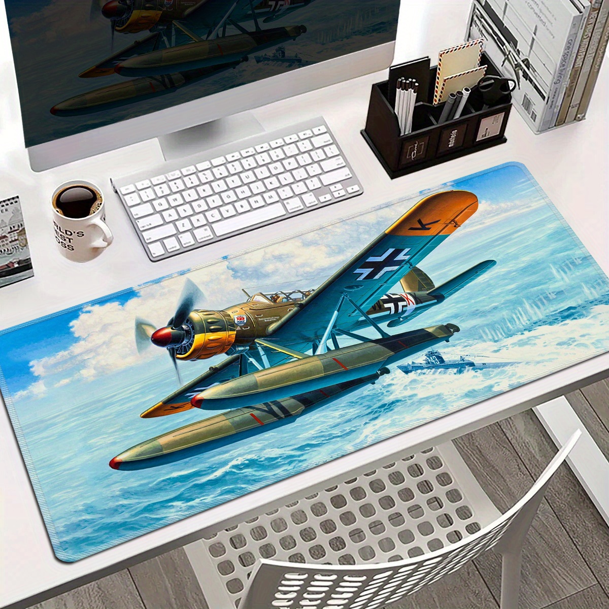 

Airplane Mouse Pad, Washable Non-slip Rubber Office Keyboard Pad, Premium Computer Accessories, 35.4*15.7inch Rectangular Desk Pad Laptop Pad, Thick Mouse Pad Computer Desk Protector Mat