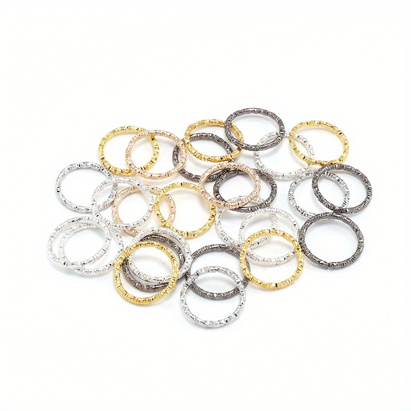 

100pcs Assorted Plated Embossed Jump Rings, Single Loop Closed Jump Rings For Diy Bracelets, Necklaces, Jewelry Making Supplies, Craft Accessories, Mixed Color Set