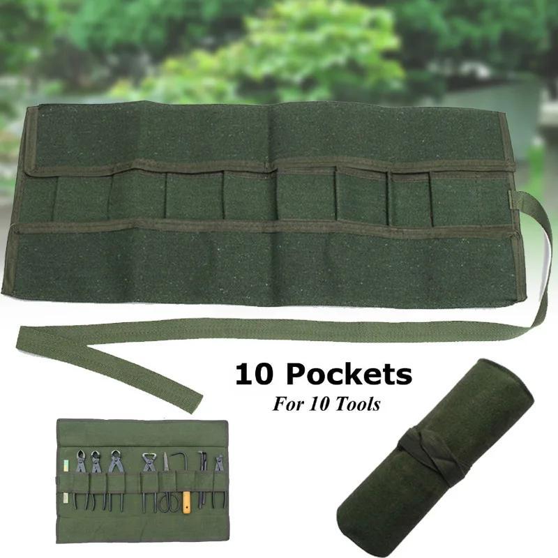 

1pc Canvas Bonsai Tool Roll Bag, 23.6 Inches, Durable Garden Tool Storage Pouch, Portable Case For Garden Maintenance, Olive Green