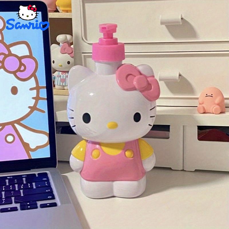 

500ml/16.9oz Hello Kitty Shower Pump Bottle, Cute Cartoon Portable Bottle, Refillable Dispenser, Hand Pressed Bottle For Shampoo Conditioner, Bathroom Accessories